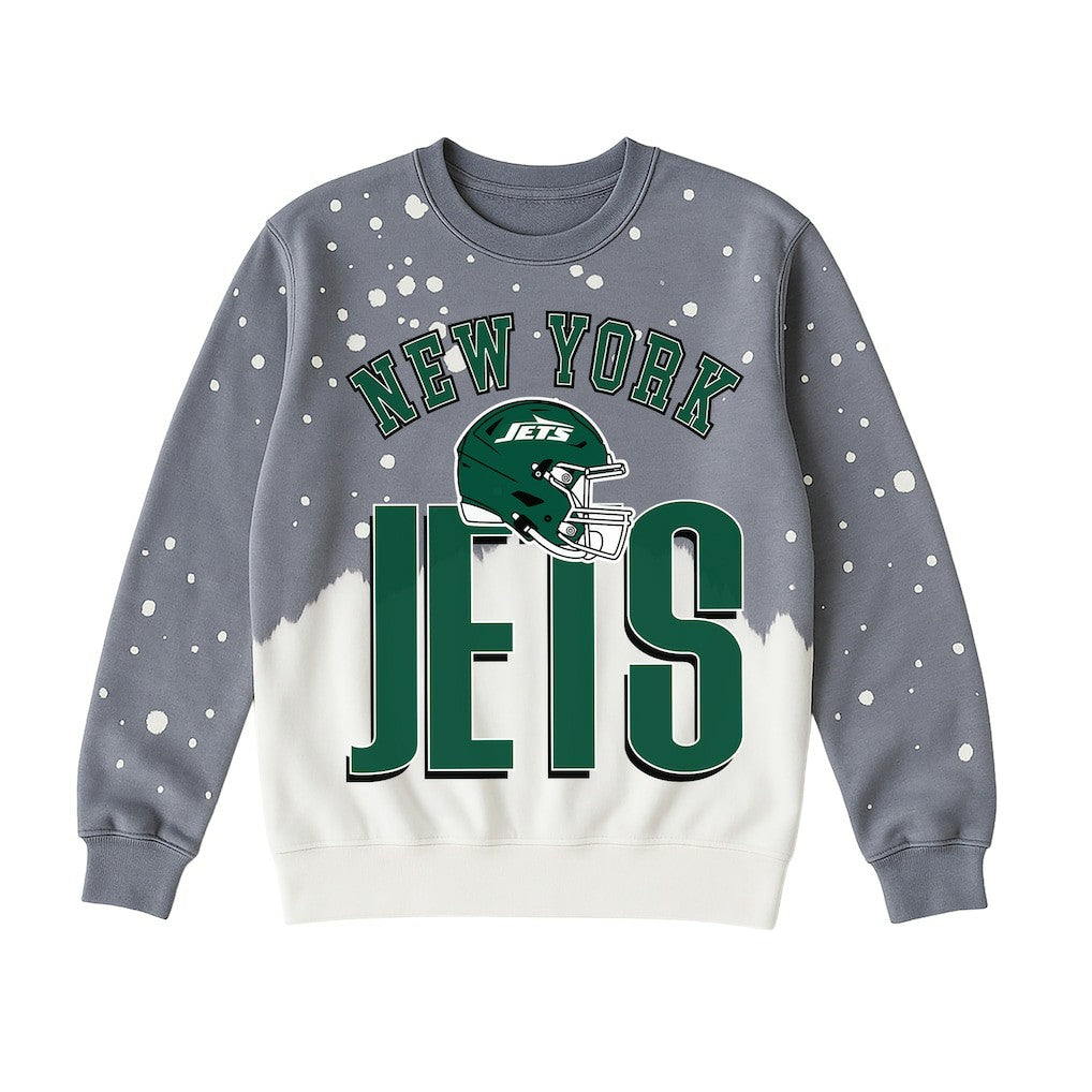 New York Jets Gameday Couture Women's Arch Rivals Faded Wash Sweatshirt Gray