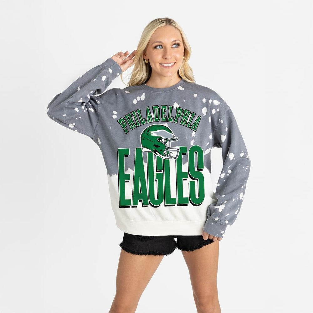 Philadelphia Eagles Gameday Couture Women's Arch Rivals Faded Wash Sweatshirt Gray