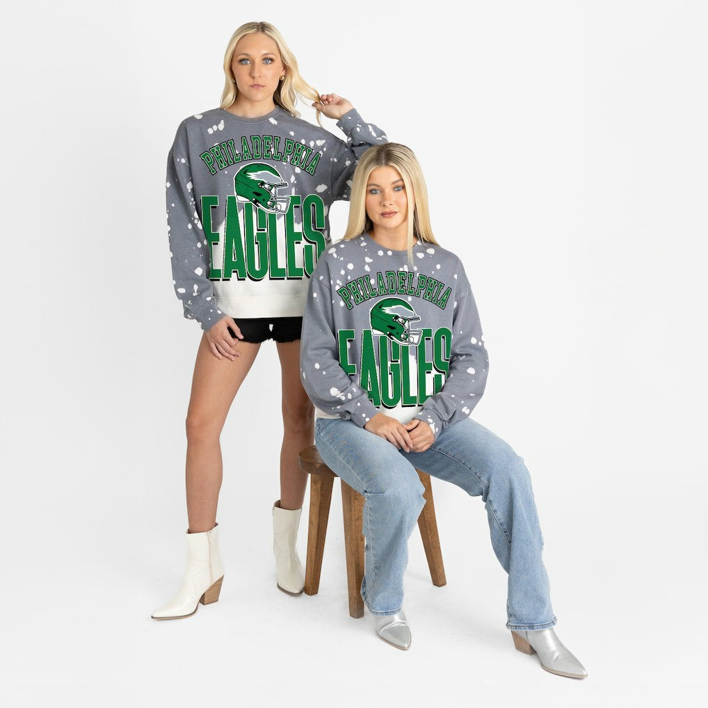 Philadelphia Eagles Gameday Couture Women's Arch Rivals Faded Wash Sweatshirt Gray