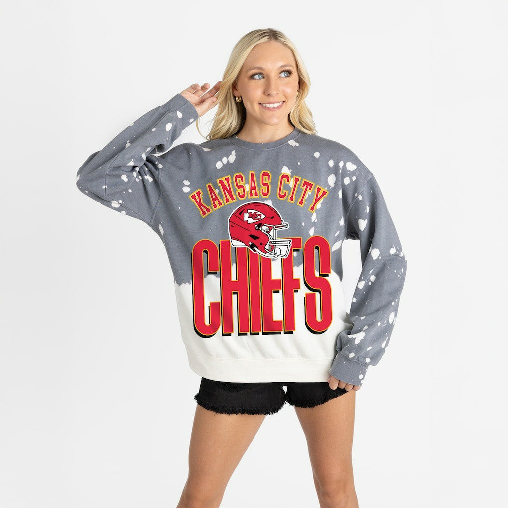 Kansas City Chiefs Gameday Couture Women's Arch Rivals Faded Wash Sweatshirt Gray