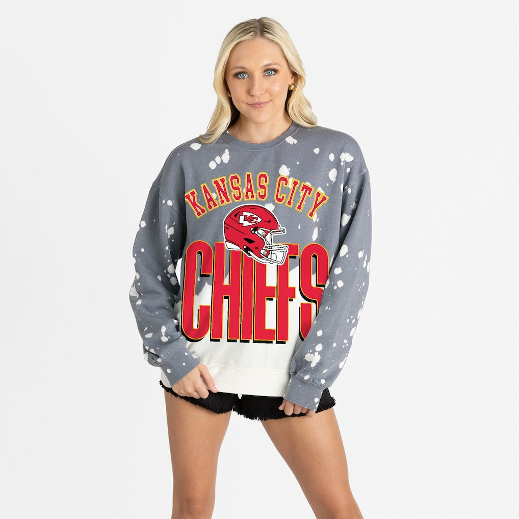 Kansas City Chiefs Gameday Couture Women's Arch Rivals Faded Wash Sweatshirt Gray