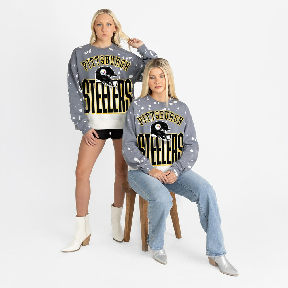 Pittsburgh Steelers Gameday Couture Women's Arch Rivals Faded Wash Sweatshirt Gray