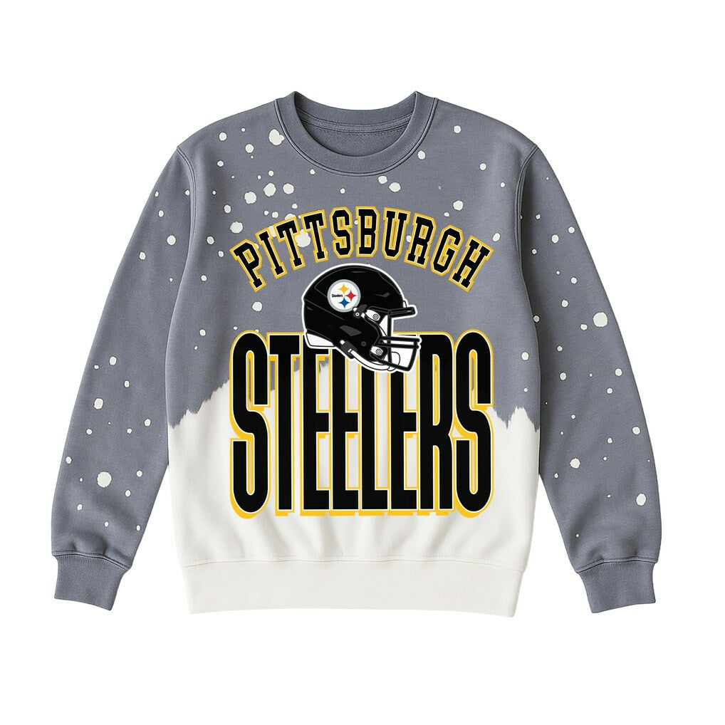 Pittsburgh Steelers Gameday Couture Women's Arch Rivals Faded Wash Sweatshirt Gray