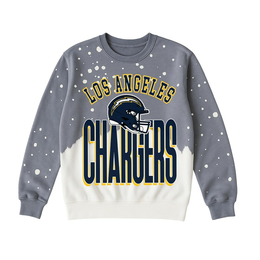 Los Angeles Chargers Gameday Couture Women's Arch Rivals Faded Wash Sweatshirt Gray