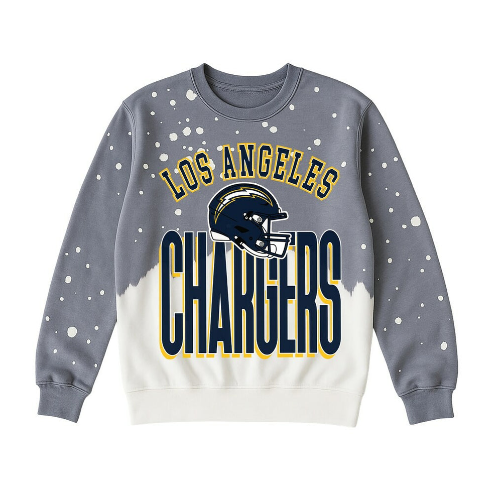 Los Angeles Chargers Gameday Couture Women's Arch Rivals Faded Wash Sweatshirt Gray