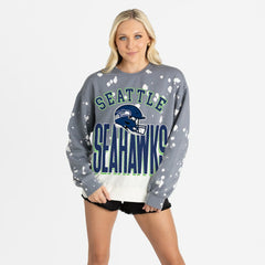 Seattle Seahawks Gameday Couture Women's Arch Rivals Faded Wash Sweatshirt Gray