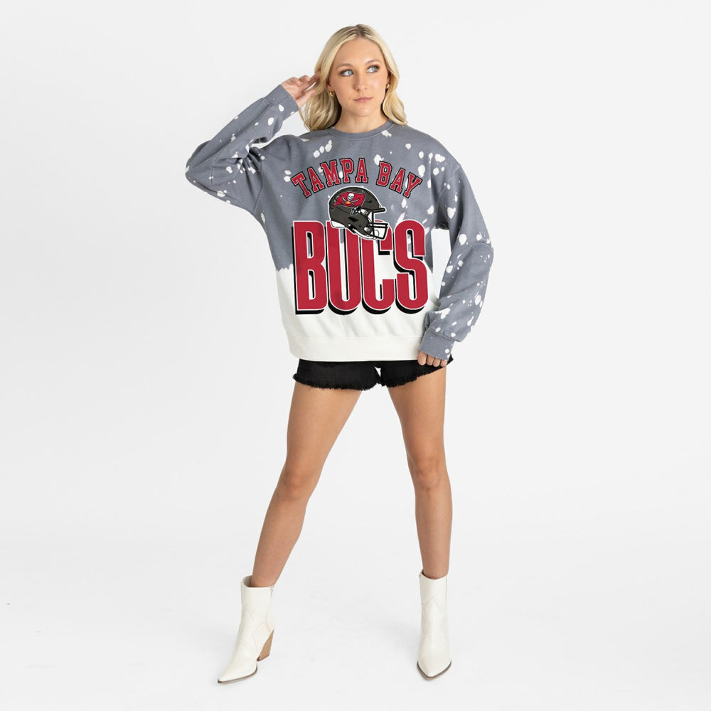 Tampa Bay Buccaneers Gameday Couture Women's Arch Rivals Faded Wash Sweatshirt Gray