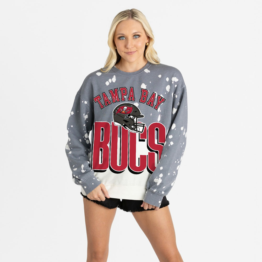 Tampa Bay Buccaneers Gameday Couture Women's Arch Rivals Faded Wash Sweatshirt Gray