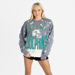 Miami Dolphins Gameday Couture Women's Arch Rivals Faded Wash Sweatshirt Gray