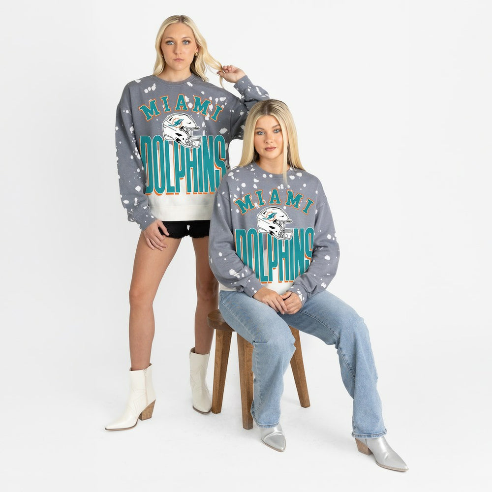 Miami Dolphins Gameday Couture Women's Arch Rivals Faded Wash Sweatshirt Gray