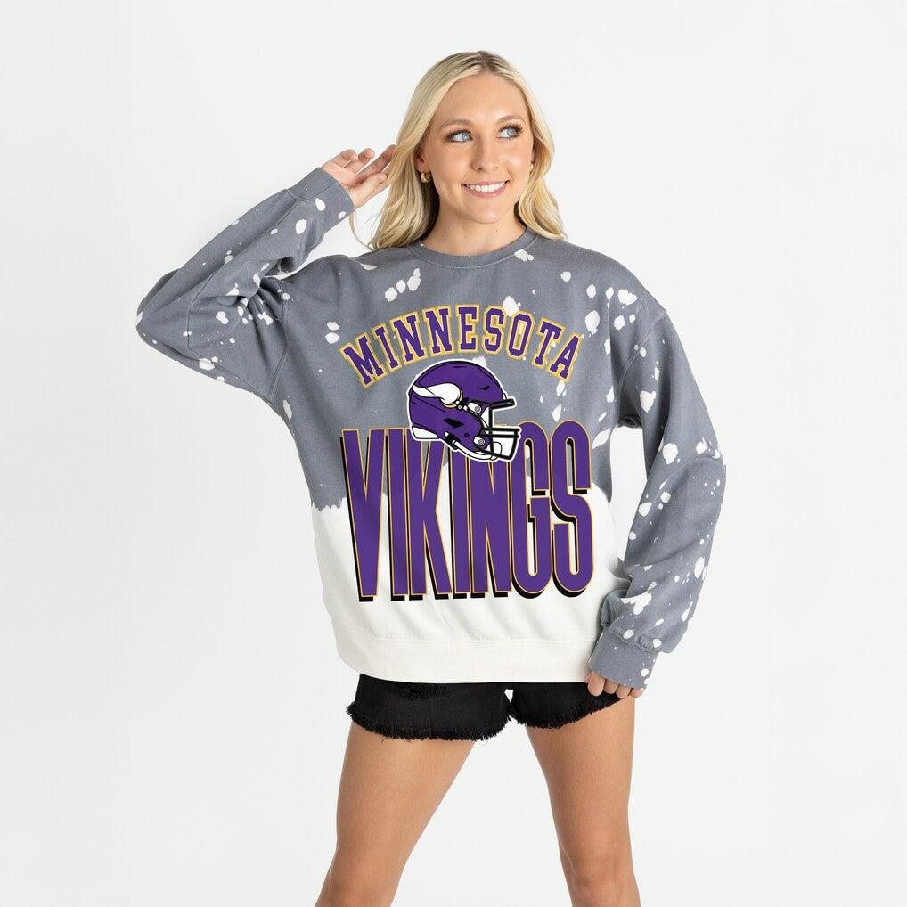 Minnesota Vikings Gameday Couture Women's Arch Rivals Faded Wash Sweatshirt Gray