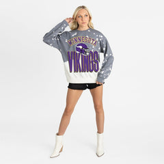 Minnesota Vikings Gameday Couture Women's Arch Rivals Faded Wash Sweatshirt Gray