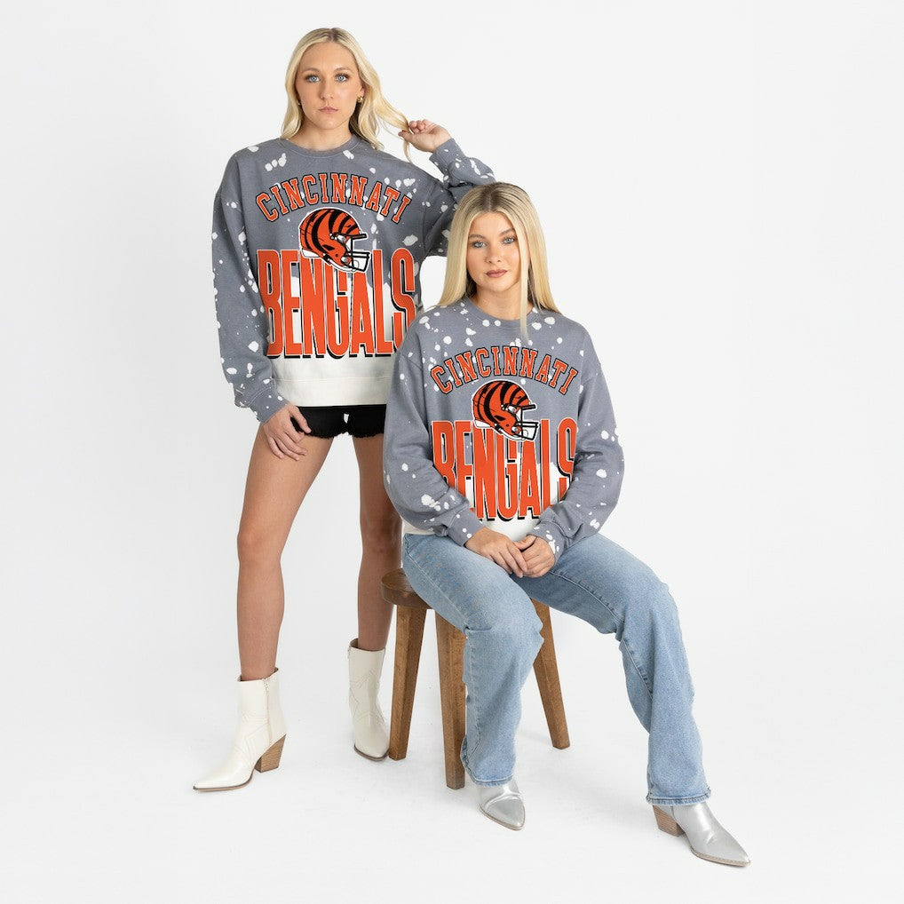 Cincinnati Bengals Gameday Couture Women's Arch Rivals Faded Wash Sweatshirt Gray
