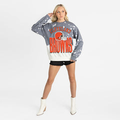 Cleveland Browns Gameday Couture Women's Arch Rivals Faded Wash Sweatshirt Gray