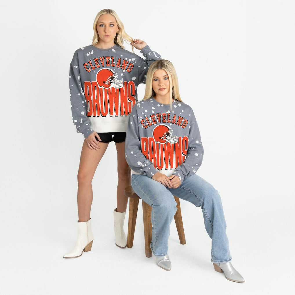Cleveland Browns Gameday Couture Women's Arch Rivals Faded Wash Sweatshirt Gray