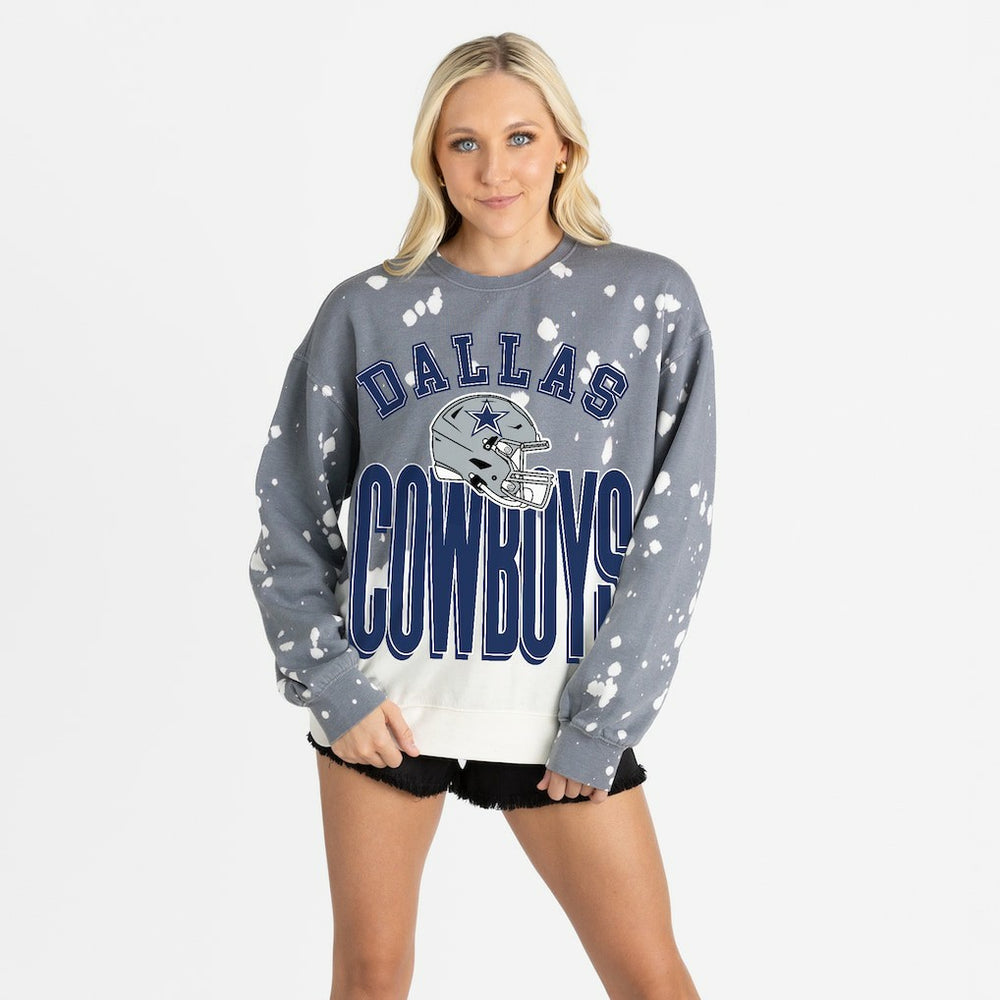 Dallas Cowboys Gameday Couture Women's Arch Rivals Faded Wash Sweatshirt Gray