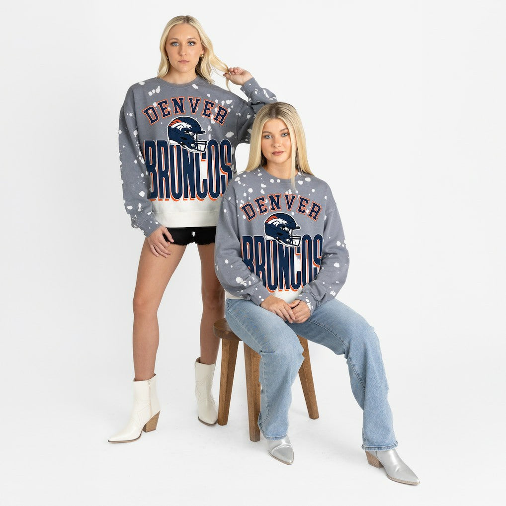 Denver Broncos Gameday Couture Women's Arch Rivals Faded Wash Sweatshirt Gray
