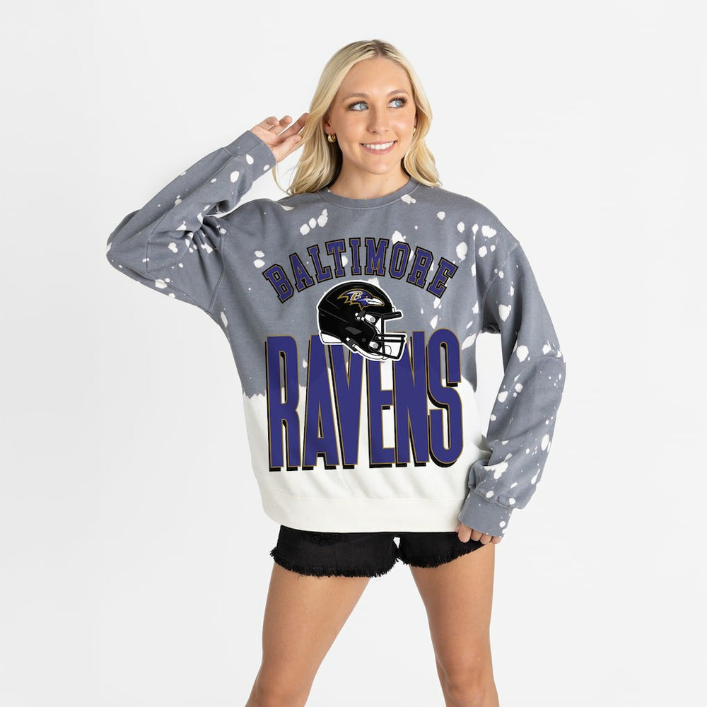 Baltimore Ravens Gameday Couture Women's Arch Rivals Faded Wash Sweatshirt Gray