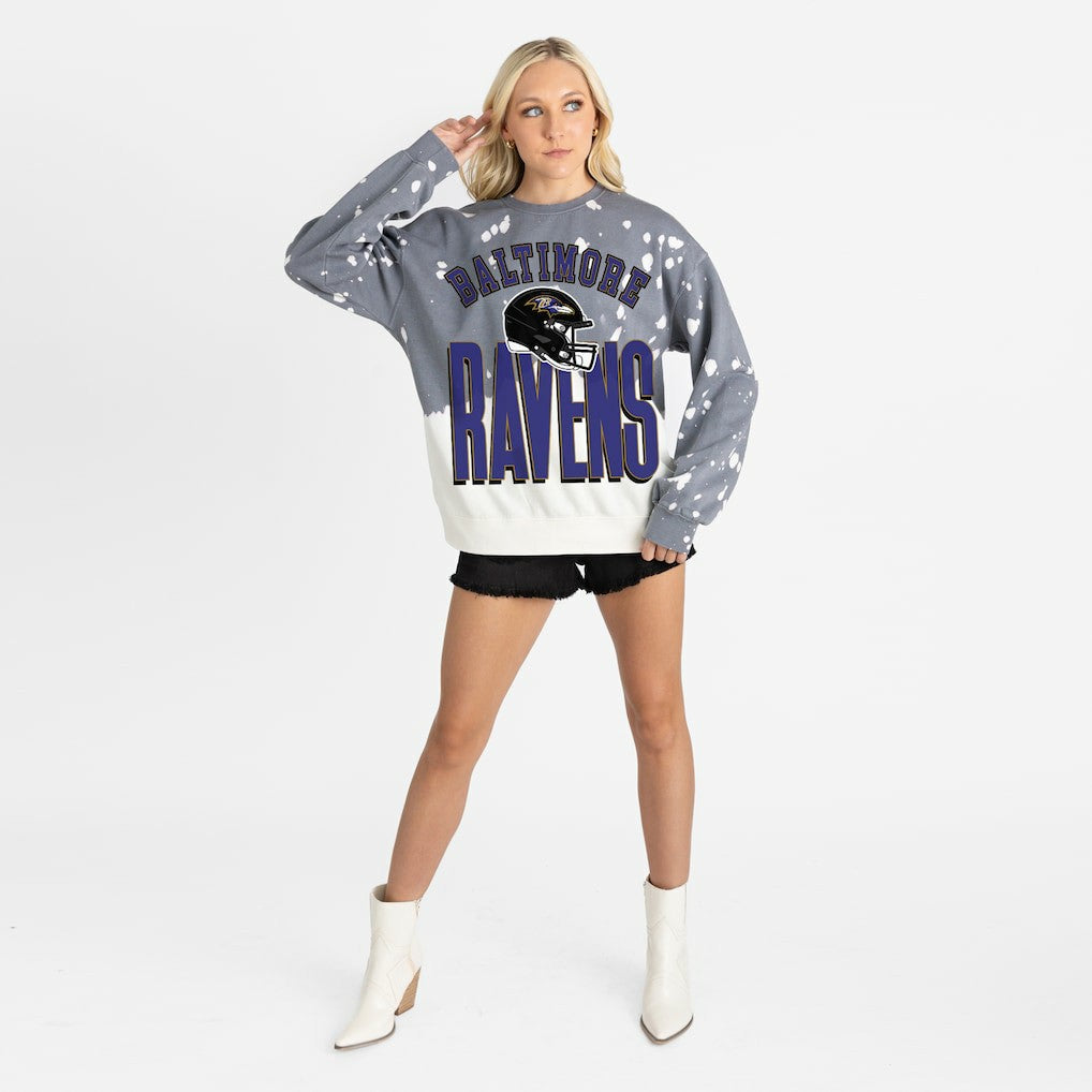 Baltimore Ravens Gameday Couture Women's Arch Rivals Faded Wash Sweatshirt Gray