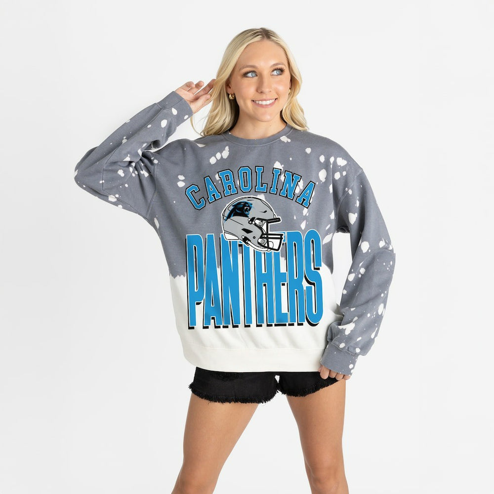 Carolina Panthers Gameday Couture Women's Arch Rivals Faded Wash Sweatshirt Gray