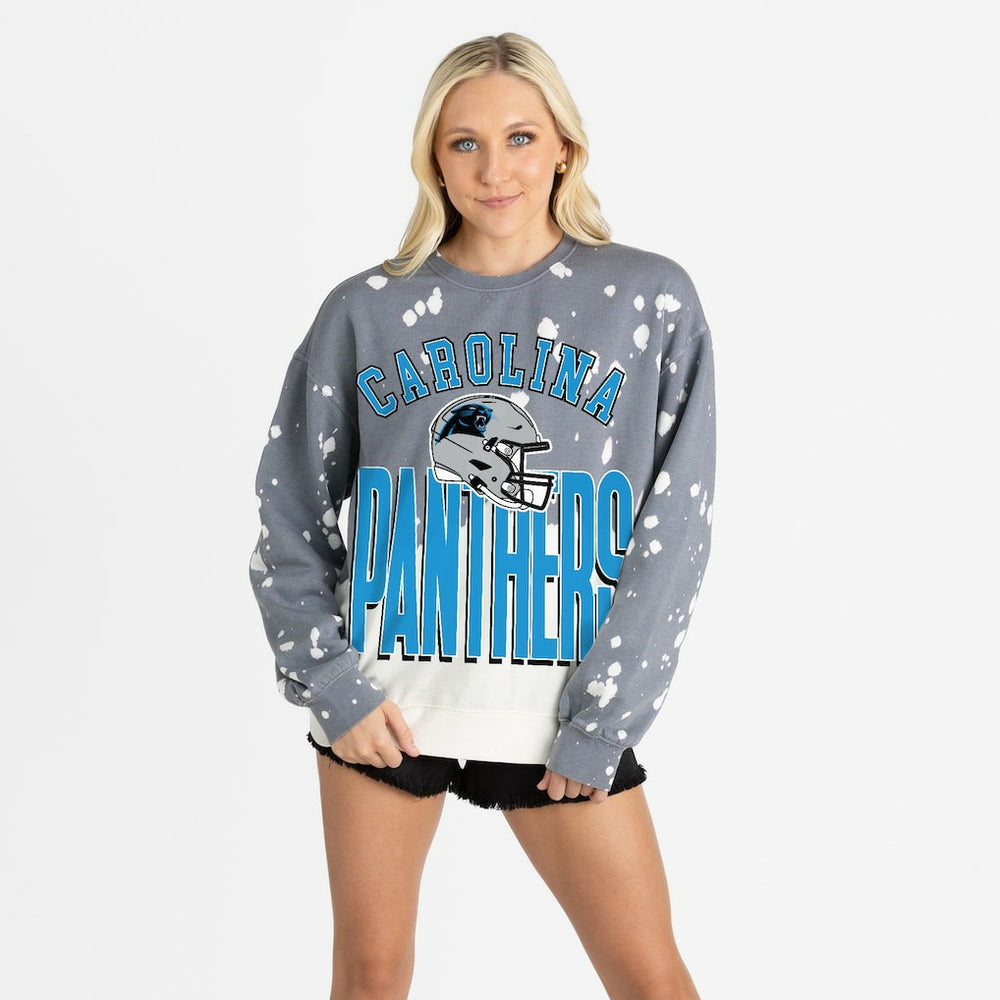 Carolina Panthers Gameday Couture Women's Arch Rivals Faded Wash Sweatshirt Gray