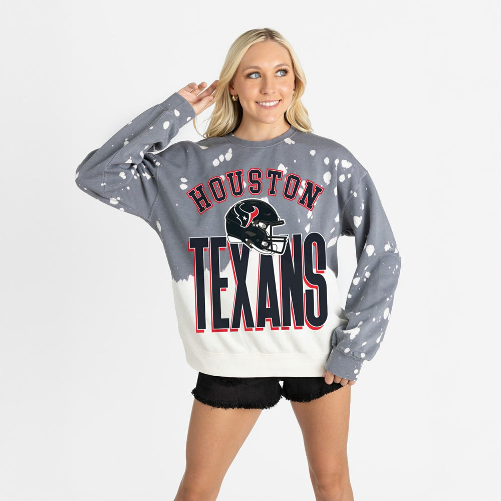 Houston Texans Gameday Couture Women's Arch Rivals Faded Wash Sweatshirt Gray