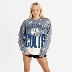 Indianapolis Colts Gameday Couture Women's Arch Rivals Faded Wash Sweatshirt Gray