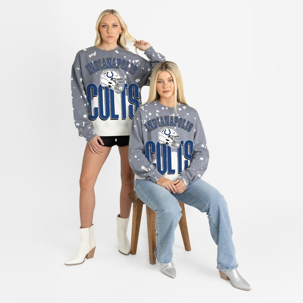Indianapolis Colts Gameday Couture Women's Arch Rivals Faded Wash Sweatshirt Gray