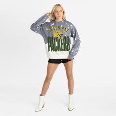 Green Bay Packers Gameday Couture Women's Arch Rivals Faded Wash Sweatshirt Gray