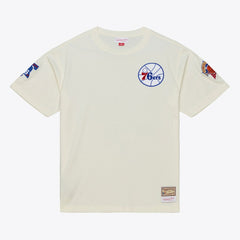 Philadelphia 76ers Hardwood Classics Chainstitch Premium T-Shirt Cream