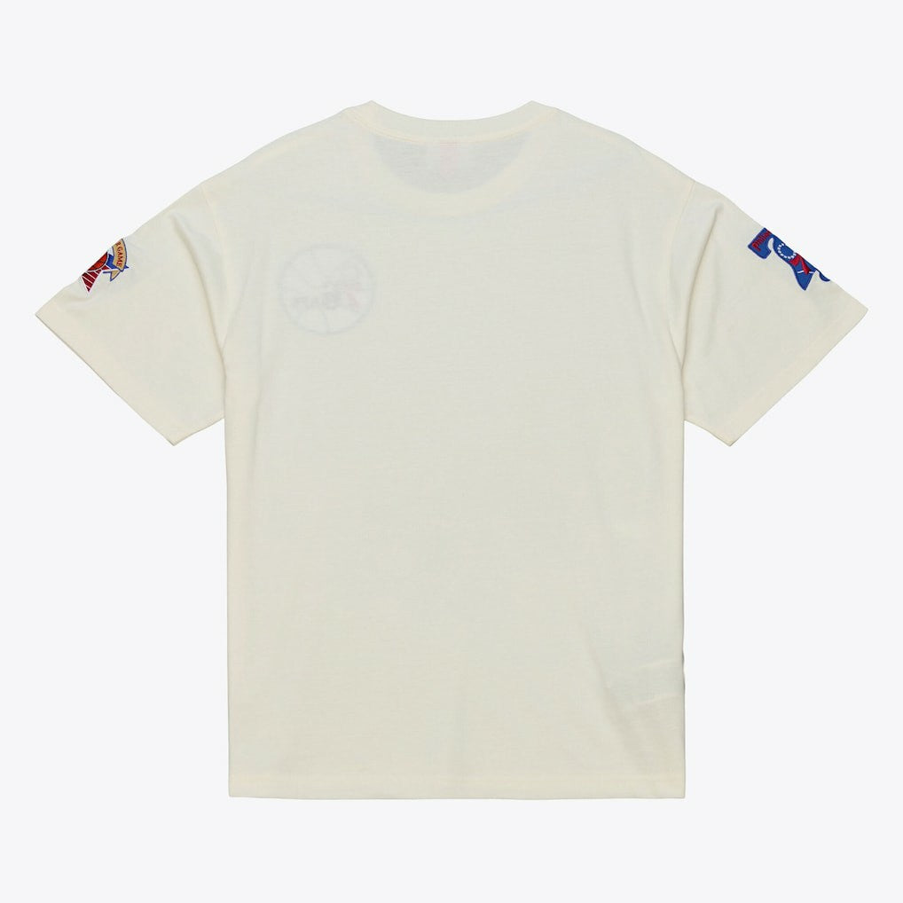 Philadelphia 76ers Hardwood Classics Chainstitch Premium T-Shirt Cream
