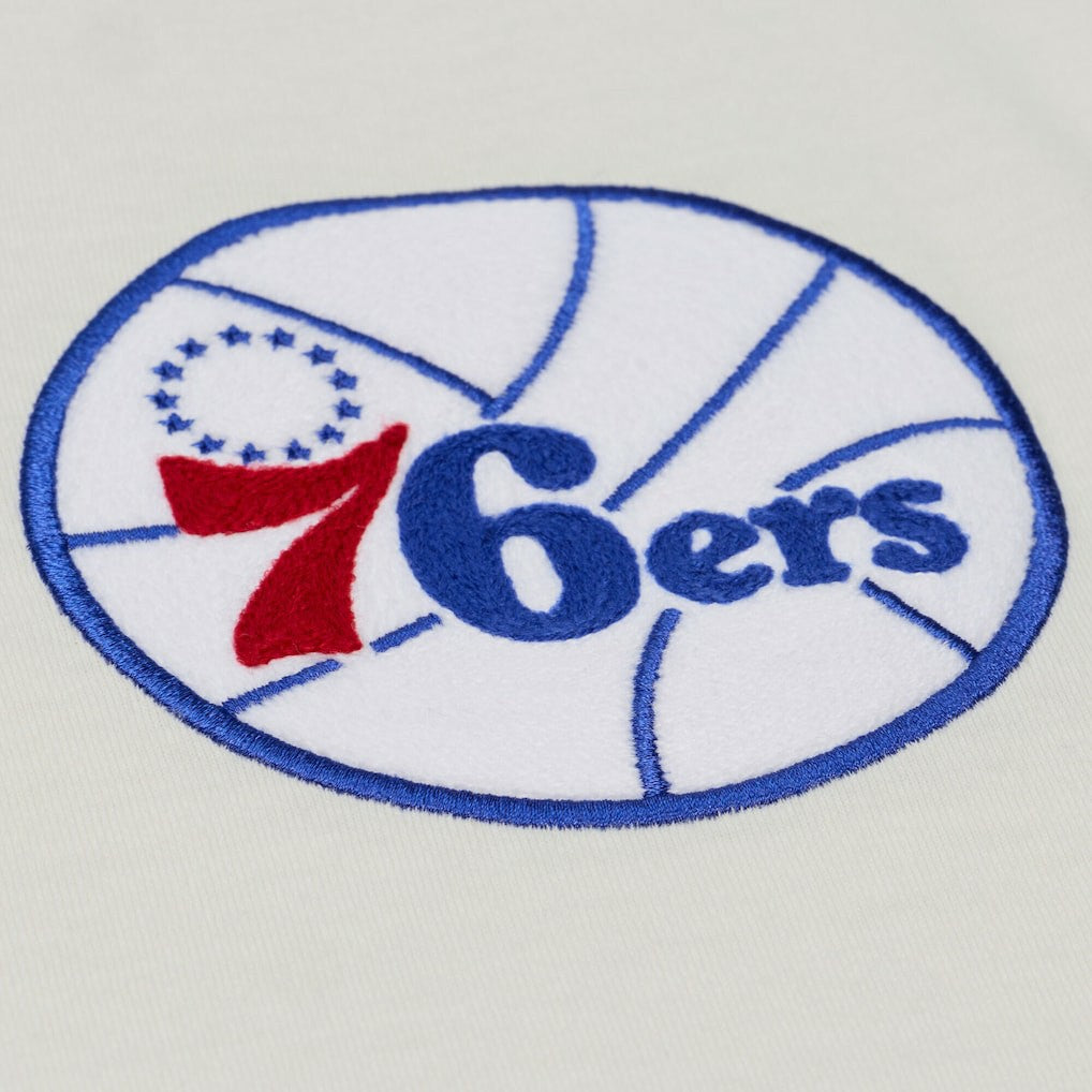 Philadelphia 76ers Hardwood Classics Chainstitch Premium T-Shirt Cream