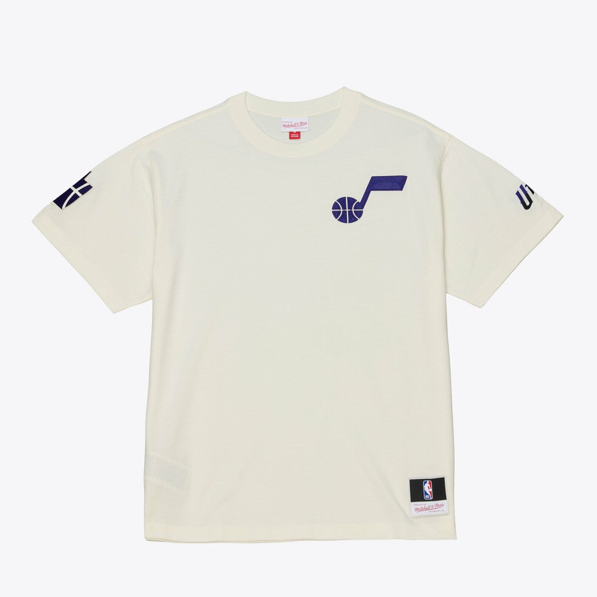 Utah Jazz Hardwood Classics Chainstitch Premium T-Shirt Cream