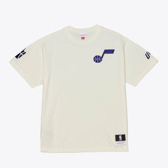 Utah Jazz Hardwood Classics Chainstitch Premium T-Shirt Cream