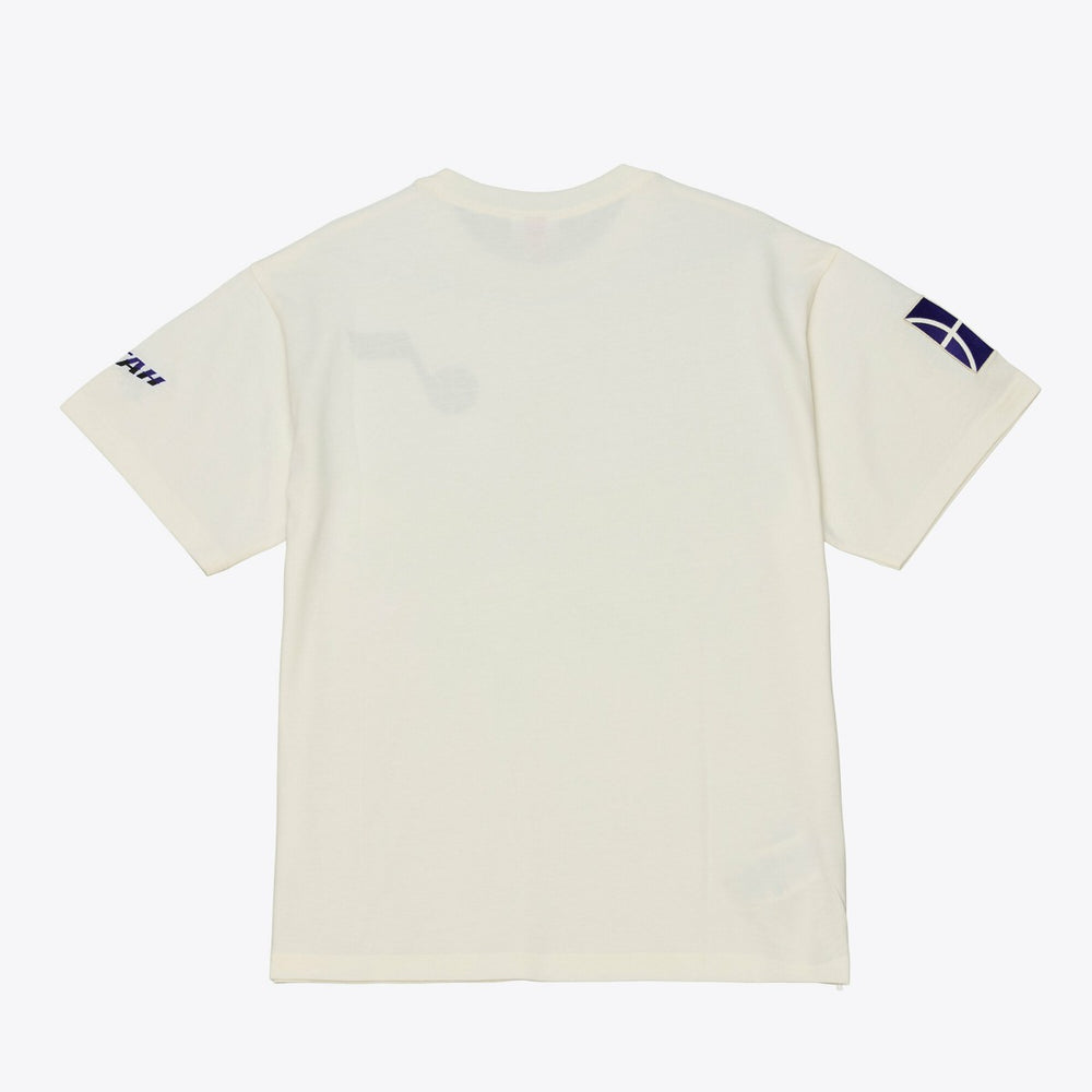 Utah Jazz Hardwood Classics Chainstitch Premium T-Shirt Cream