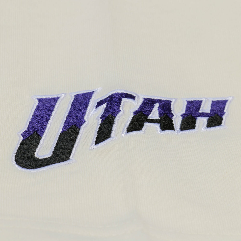 Utah Jazz Hardwood Classics Chainstitch Premium T-Shirt Cream