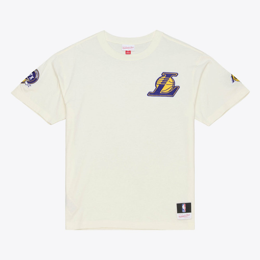 Los Angeles Lakers Hardwood Classics Chainstitch Premium T-Shirt Cream