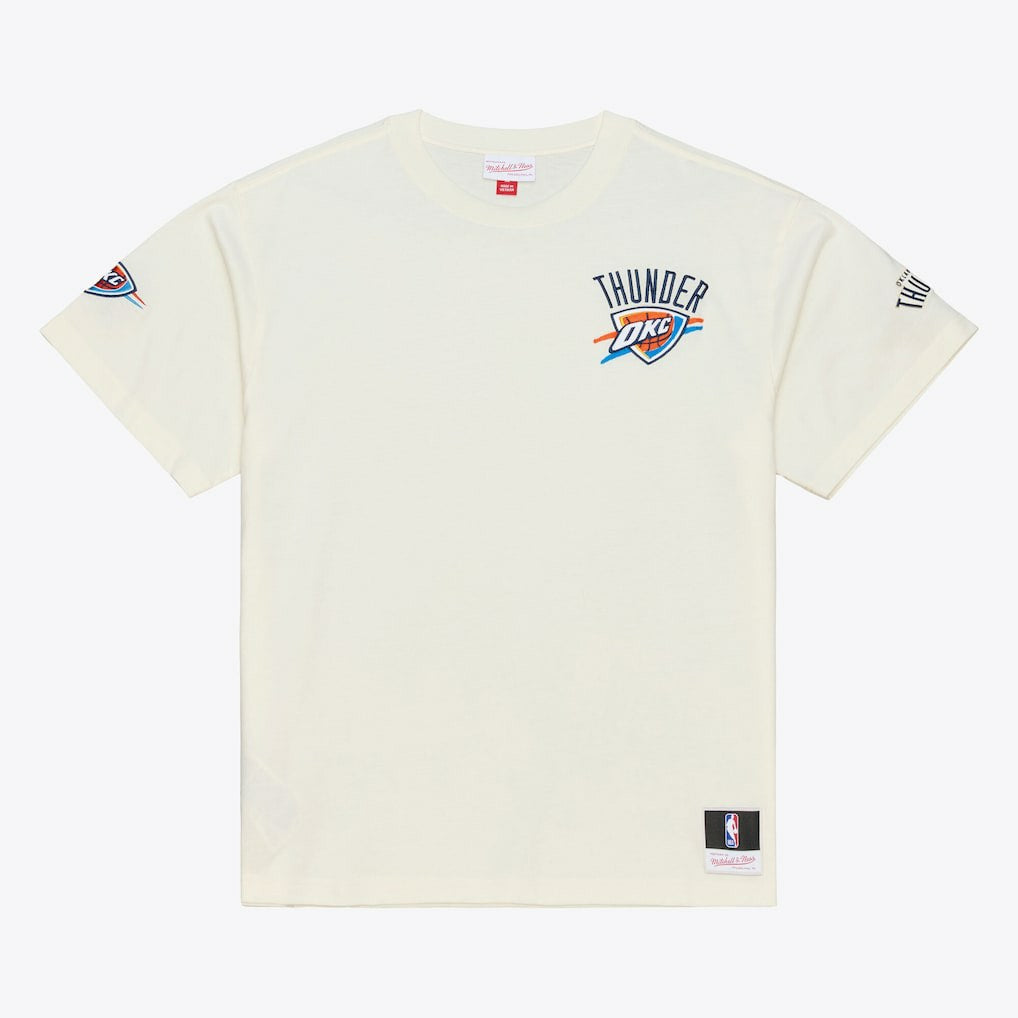 Oklahoma City Thunder Hardwood Classics Chainstitch Premium T-Shirt Cream