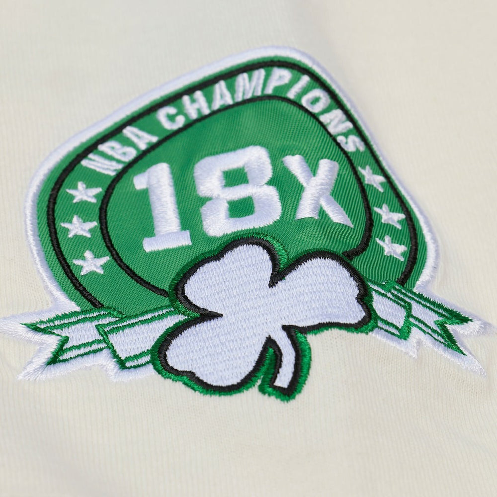 Boston Celtics Hardwood Classics Chainstitch Premium T-Shirt Cream