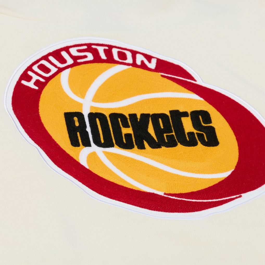 Houston Rockets Hardwood Classics Chainstitch Premium Fleece Hoodie Cream