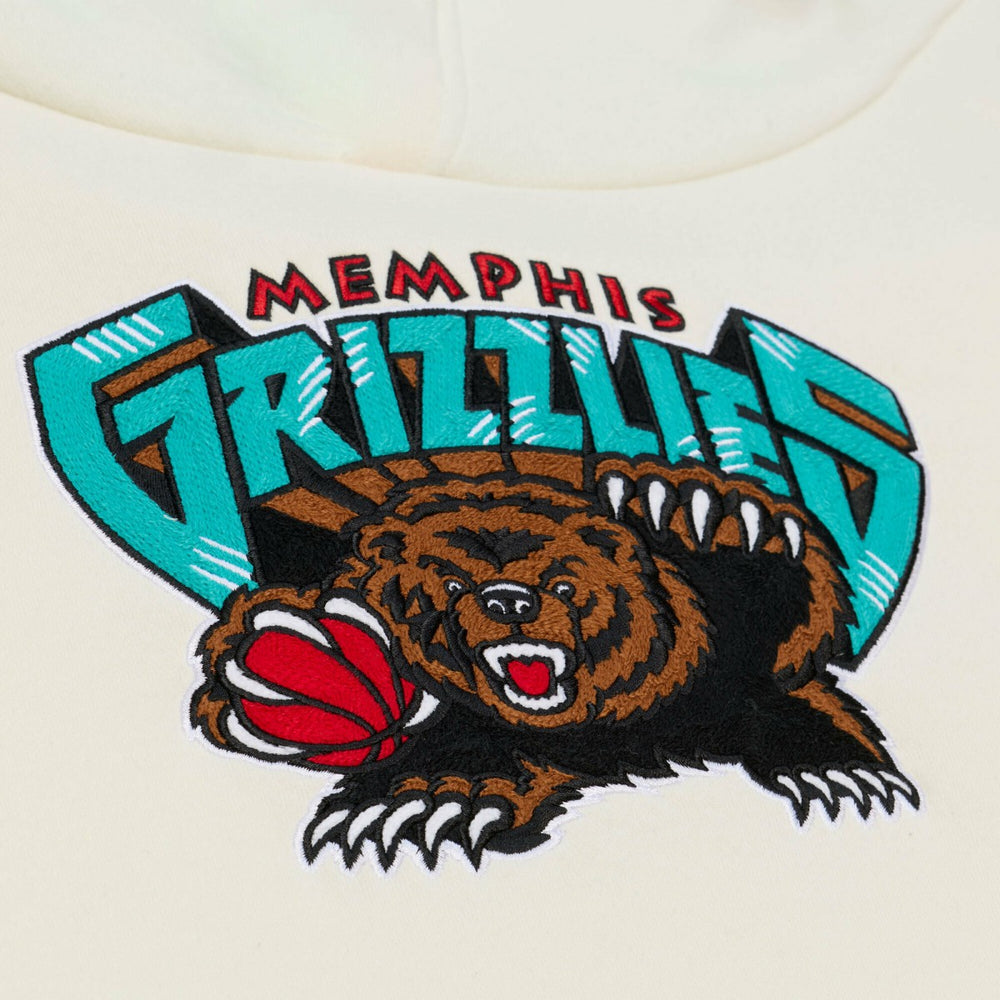 Memphis Grizzlies Hardwood Classics Chainstitch Premium Fleece Hoodie Cream