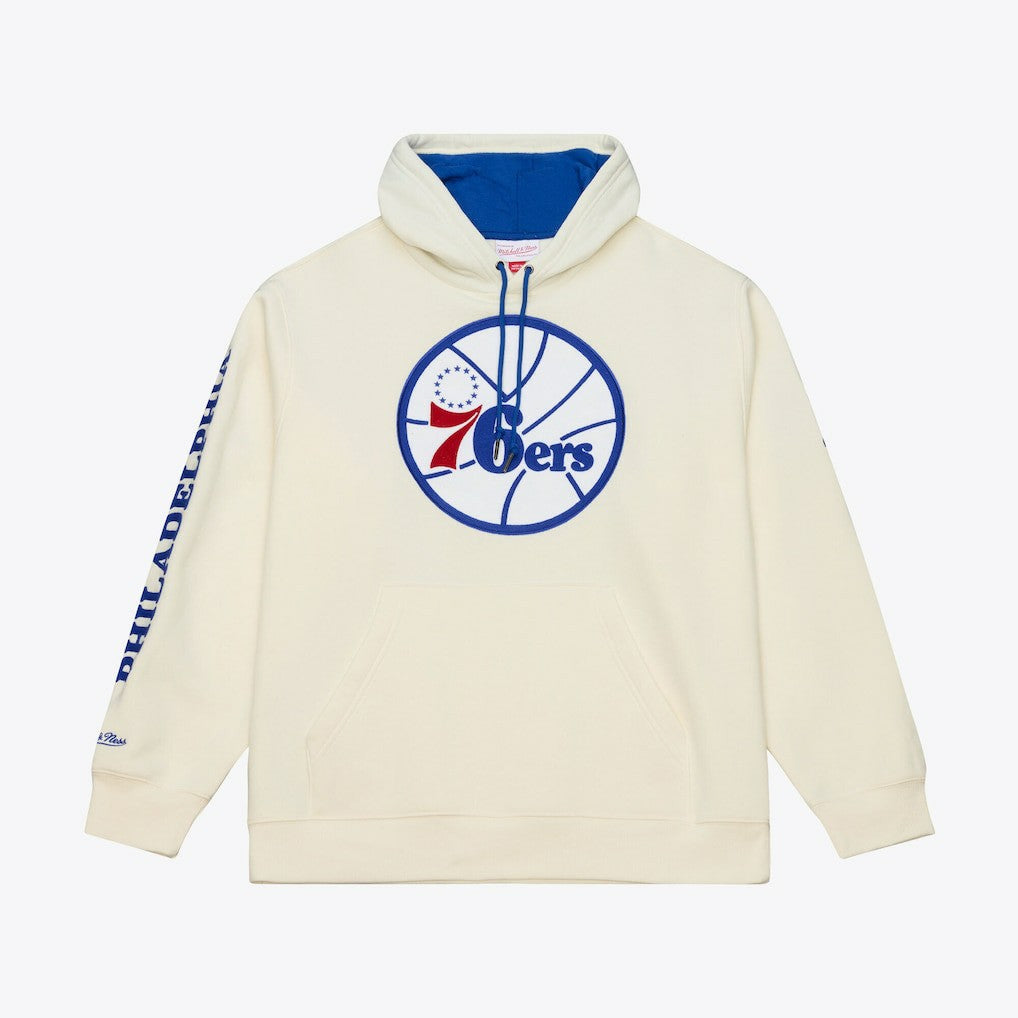 Philadelphia 76ers Hardwood Classics Chainstitch Premium Fleece Hoodie Cream