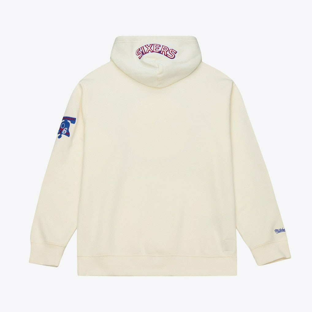 Philadelphia 76ers Hardwood Classics Chainstitch Premium Fleece Hoodie Cream