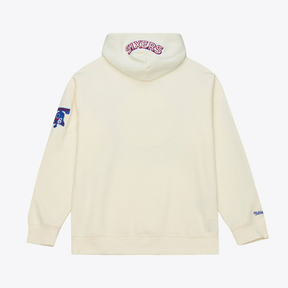 Philadelphia 76ers Hardwood Classics Chainstitch Premium Fleece Hoodie Cream
