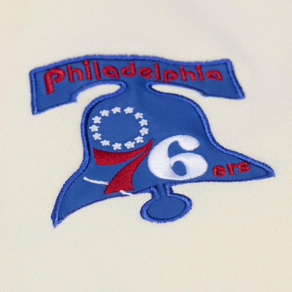 Philadelphia 76ers Hardwood Classics Chainstitch Premium Fleece Hoodie Cream