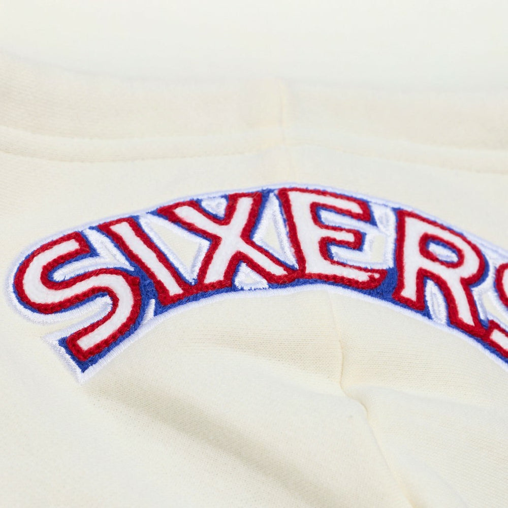 Philadelphia 76ers Hardwood Classics Chainstitch Premium Fleece Hoodie Cream