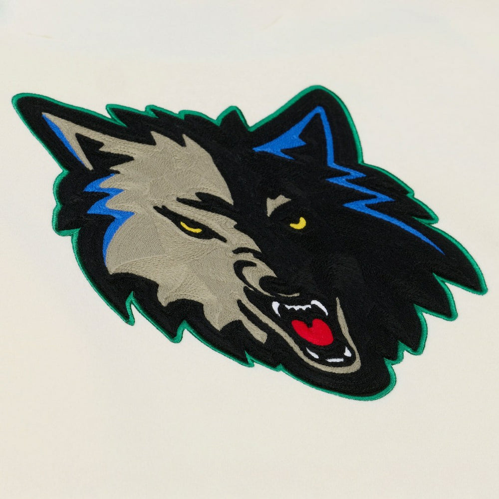 Minnesota Timberwolves Hardwood Classics Chainstitch Premium Fleece Hoodie Cream