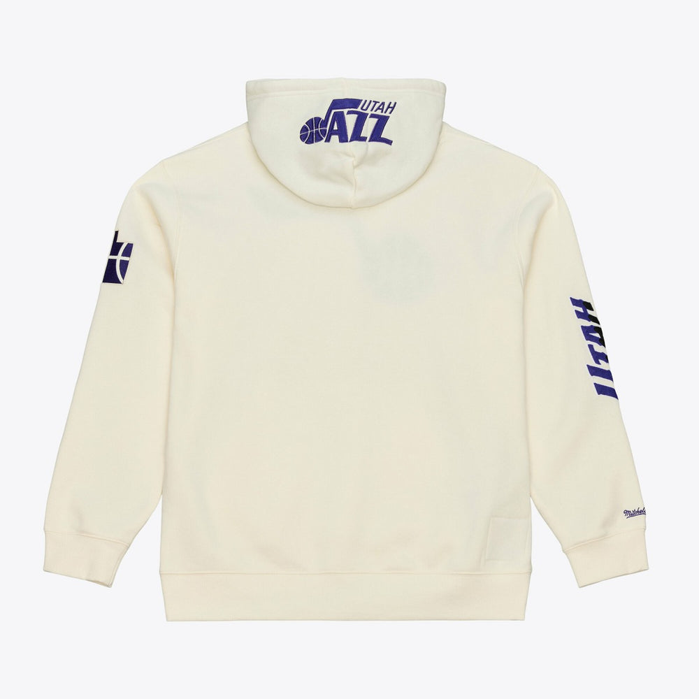 Utah Jazz Hardwood Classics Chainstitch Premium Fleece Hoodie Cream