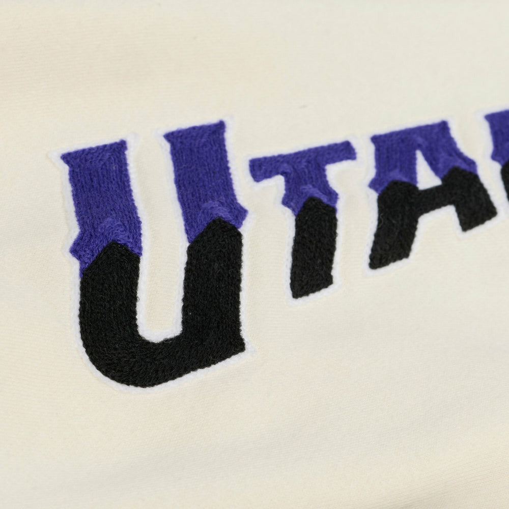 Utah Jazz Hardwood Classics Chainstitch Premium Fleece Hoodie Cream