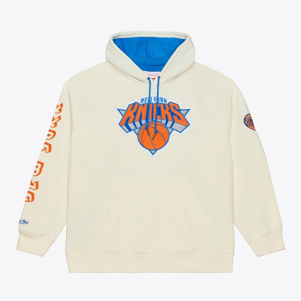 New York Knicks Hardwood Classics Chainstitch Premium Fleece Hoodie Cream